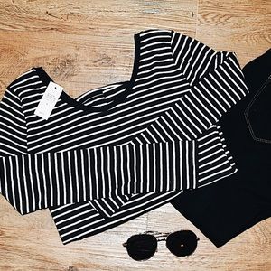 Navy Striped Longsleeve Ann Taylor Tee NWT!